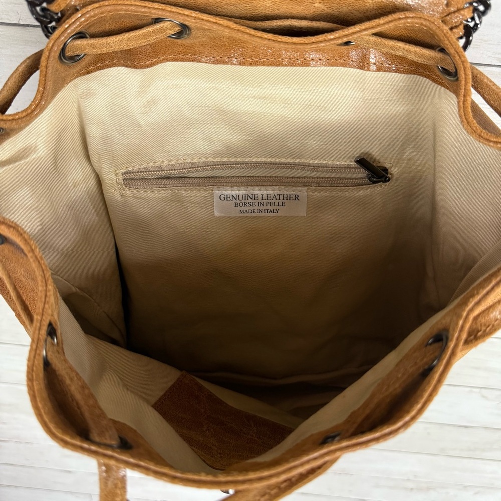 Genuine Leather Italian Made Flap Backpack - Picture 5 of 5